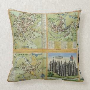 Maps of York, Shrewsbury, Lancaster, and Richmond, Cushion