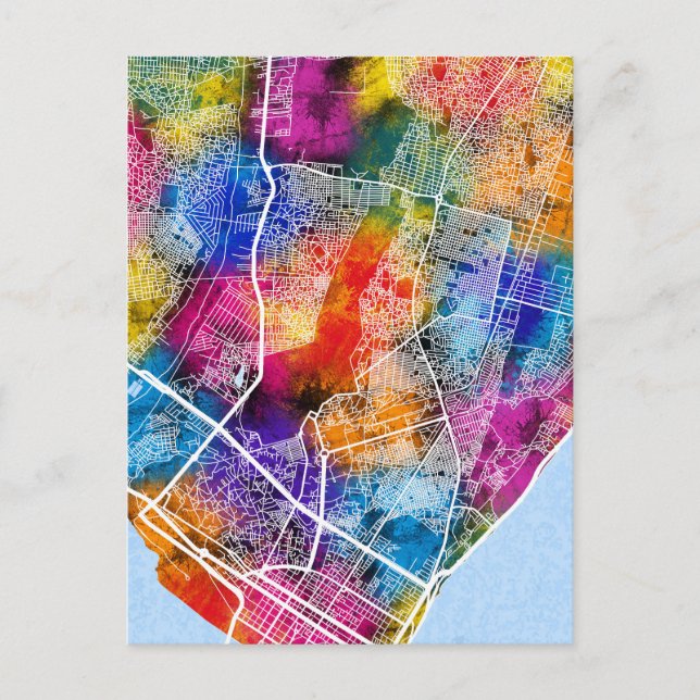 Maputo Mozambique City Map Postcard (Front)