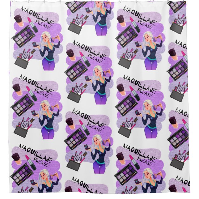 maquillaje please shower curtain (Front)