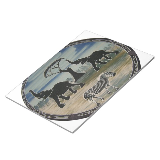 Mara Trumpet Glory African Elephant Zebra Oil Pain Notepad (Angled)