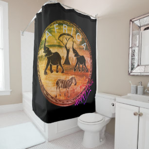 Mara Trumpet Glory African Elephant Zebra Oil Pain Shower Curtain