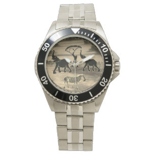 Mara Trumpet Glory African Elephant Zebra Oil Pain Watch