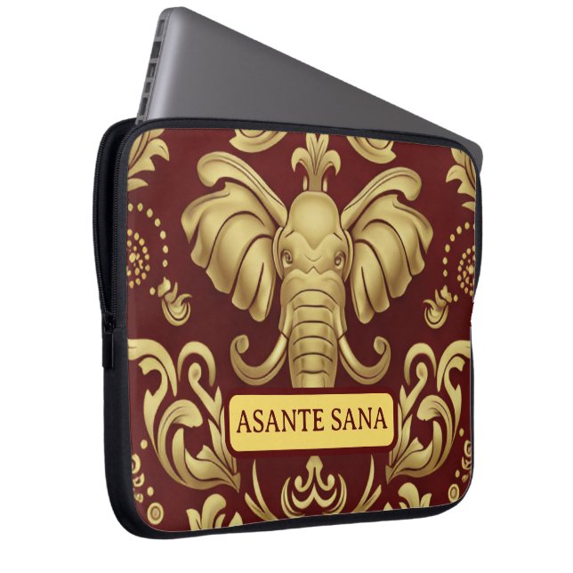 Mara Trumpeting Glory: Gilded Mandala & Asantesana Laptop Sleeve (Front Right)