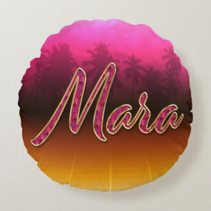 Mara Vorname Name golden pink Kissen Round Cushion