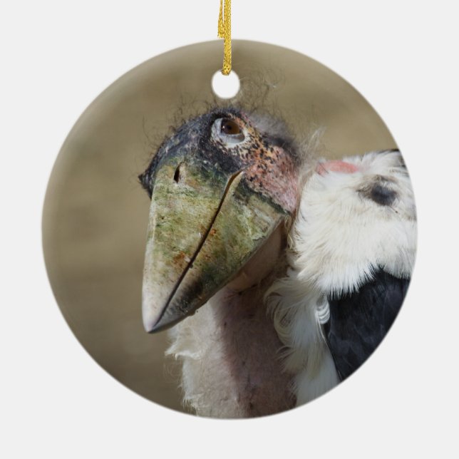 Marabou Stork Portrait Ceramic Ornament (Back)