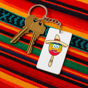 Maraca with Sombrero Colorful Fiesta Key Ring