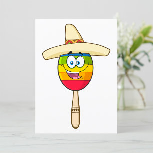 Maraca with Sombrero Colourful Fiesta Invitation