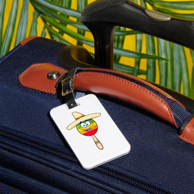 Maraca with Sombrero Colourful Fiesta Luggage Tag (Creator Uploaded)