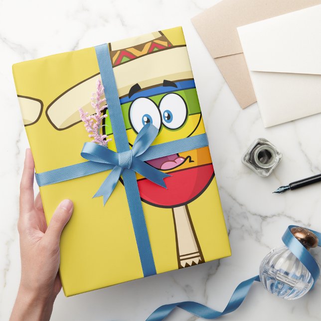 Maraca with Sombrero Colourful Fiesta Wrapping Paper (Creator Uploaded)