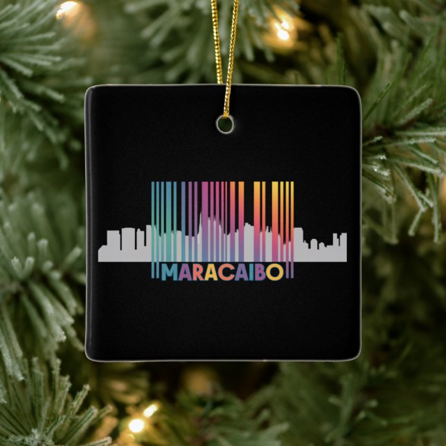 Maracaibo City Barcode Art Latin Pride Ceramic Ornament (Tree)