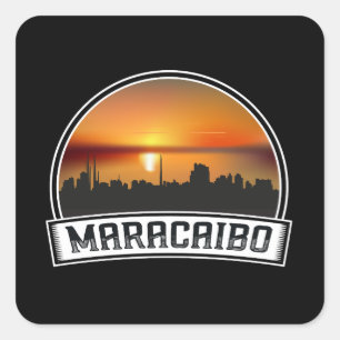 Maracaibo Venezuela Skyline Sunset Vintage Travel Square Sticker