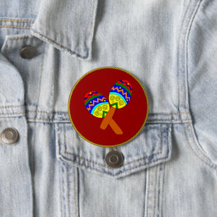 Maracas, colourful design, 7.5 cm round badge