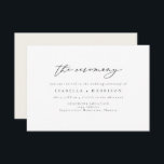 MARAH Elegant Minimalist Wedding Ceremony Insert Invitation<br><div class="desc">This wedding ceremony card features a elegant calligraphy script font and modern minimalist layout. Easily edit *most* wording to meet your event needs. Change the background colour and add your own photo to the backside if you like.</div>