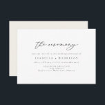 MARAH Elegant Minimalist Wedding Ceremony Insert Invitation<br><div class="desc">This wedding ceremony card features a elegant calligraphy script font and modern minimalist layout. Easily edit *most* wording to meet your event needs. Change the background colour and add your own photo to the backside if you like.</div>