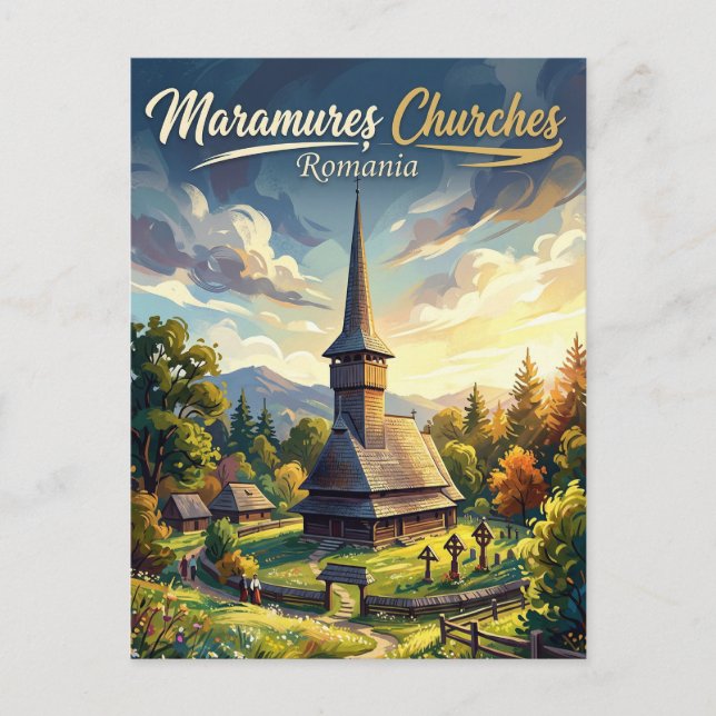 Maramureș Wooden Churches Romania Postcard (Front)