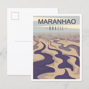 Maranhao Brazil Art Vintage Travel Illustration Postcard