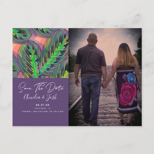 Maranta Plant Leaf Save the Date Photo Postcard (Front)