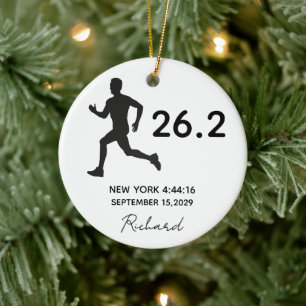 Marathon 26.2 Male Runner Custom Name Ceramic Ornament