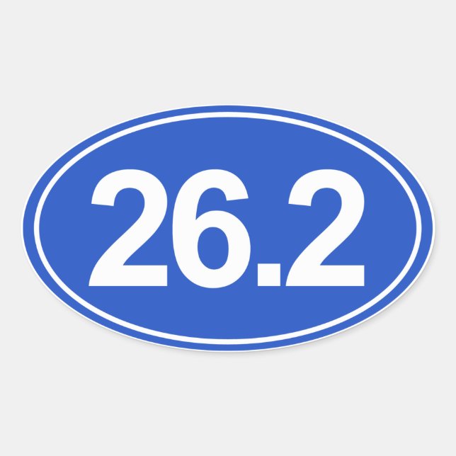 Marathon 26.2 Miles Oval Sticker (Blue) (Front)
