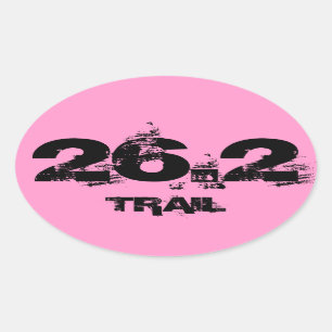 Marathon 26.2 Trail Oval Decal Black On Pink Sticker