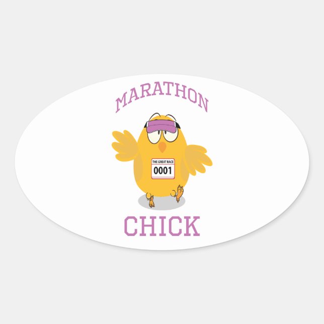 Marathon Chick Oval Sticker (Front)
