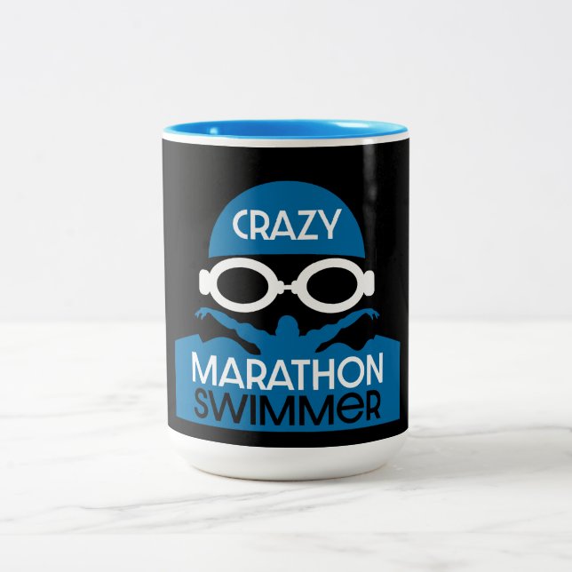 Marathon Endurance Swimmer Two-Tone Coffee Mug (Center)