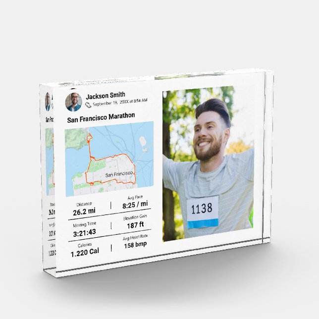Marathon | Half Marathon Best Runner Photo Gift  Block (Left)