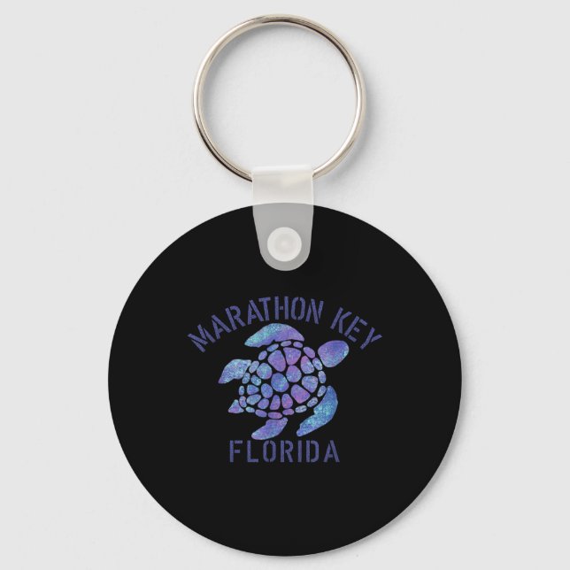 Marathon Key, Fl Beach Design _ Tribal Turtle Gift Key Ring (Front)