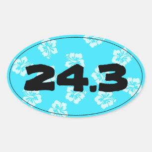 Marathon Run Finish Time Blue Hibiscus - Oval Sticker