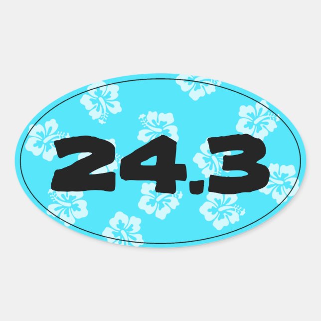 Marathon Run Finish Time Blue Hibiscus - Oval Sticker (Front)