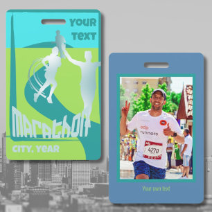 Marathon run runner club participation ID badge