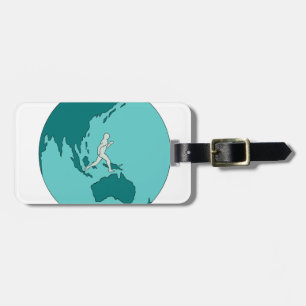 Marathon Runner Around World Drawing Luggage Tag