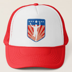 marathon runner finish shield stars trucker hat