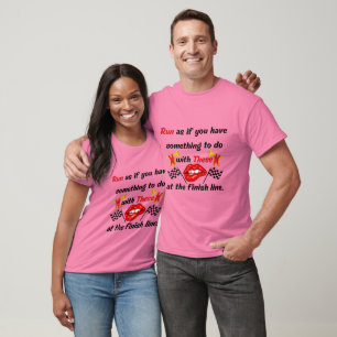 Marathon Runner Funny Red Lips And Flags Quote T-Shirt