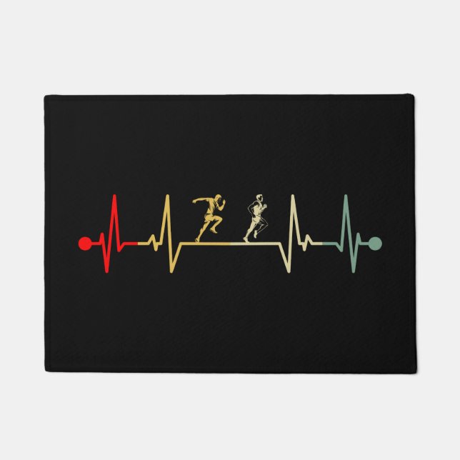 Marathon Runner Heartbeat Retro Vintage Doormat (Front)