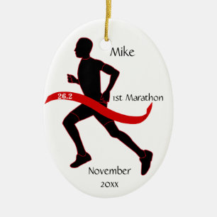 Marathon Runner Ornament - Male red
