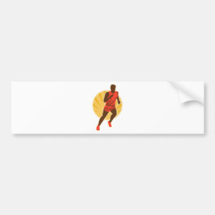 Marathon runner silhouette sunburst bumper sticker