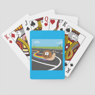 Marathon Runner Snail Cute Rainbow Trail Playing Cards