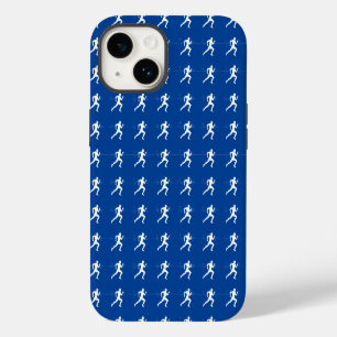 Marathon Runners & Heartbeat Line on Blue iPhone 14 Case