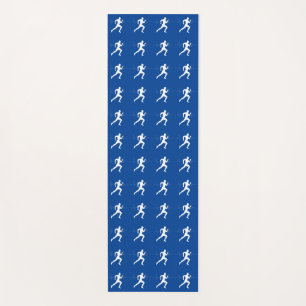 Marathon Runners & Heartbeat Line on Blue Yoga Mat