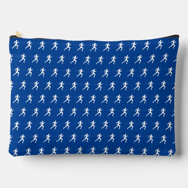 Marathon Runners on Blue   Accessory Pouch (Front)