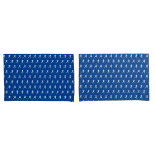 Marathon Runners on Blue  Pillowcase