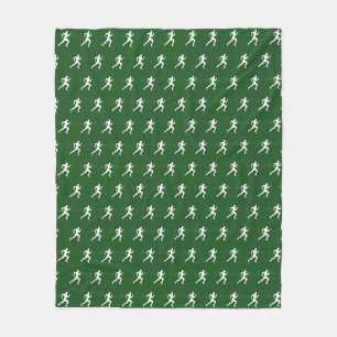 Marathon Runners on Deep Green  Fleece Blanket