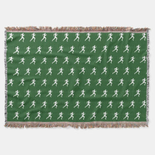 Marathon Runners on Deep Green Throw Blanket