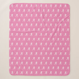 Marathon Runners on Pink Background Sherpa Blanket