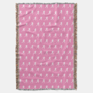 Marathon Runners on Pink Background Throw Blanket