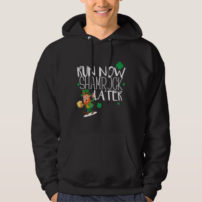 Marathon Running St Patricks Day Funny Race 5k Run Hoodie (Front)