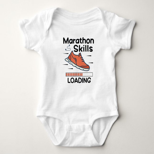 Marathon Skills Loading | Running Lover | Runner Baby Bodysuit (Front)