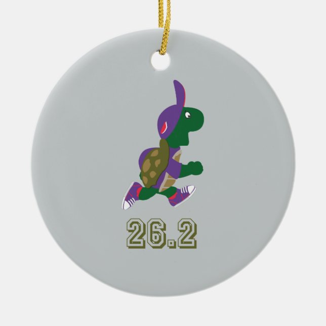 Marathon Turtle Runner in Purple Ceramic Ornament (Front)