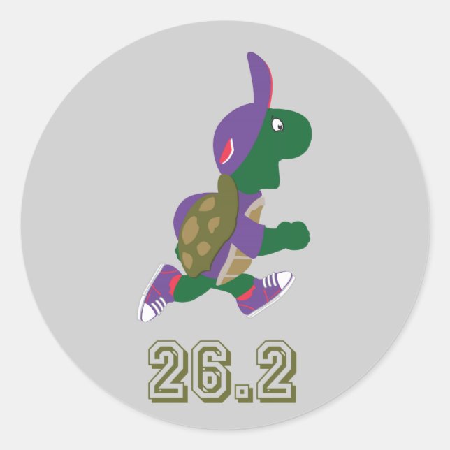 Marathon Turtle Runner in Purple Classic Round Sticker (Front)